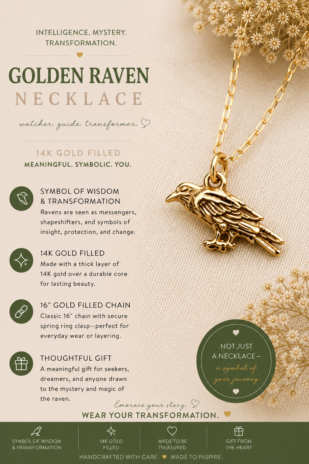 Golden Raven Necklace