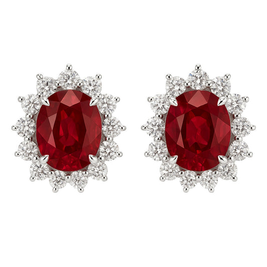 Handmade 18K White Gold Ruby Earrings, 2.33ct