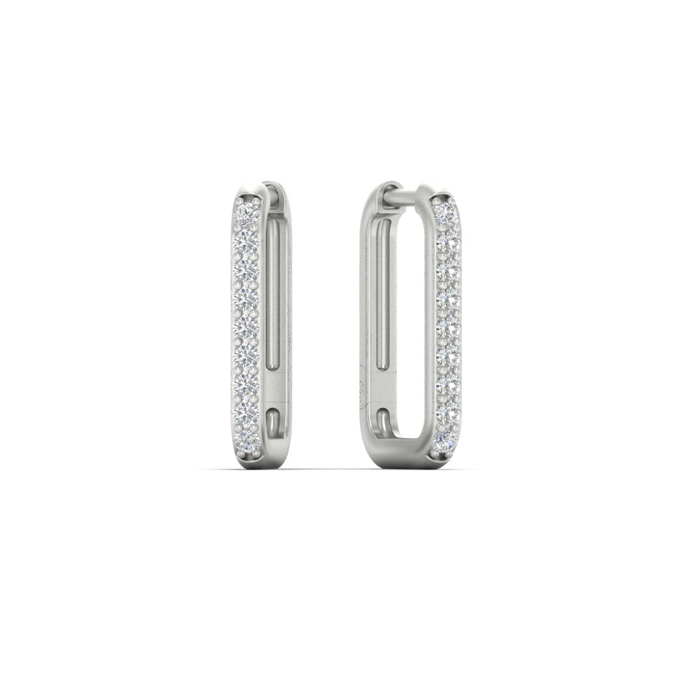 Rectangle Diamond Hoop Earring