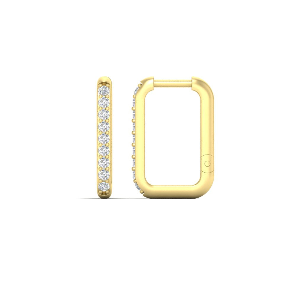 Rectangle Diamond Hoop Earring