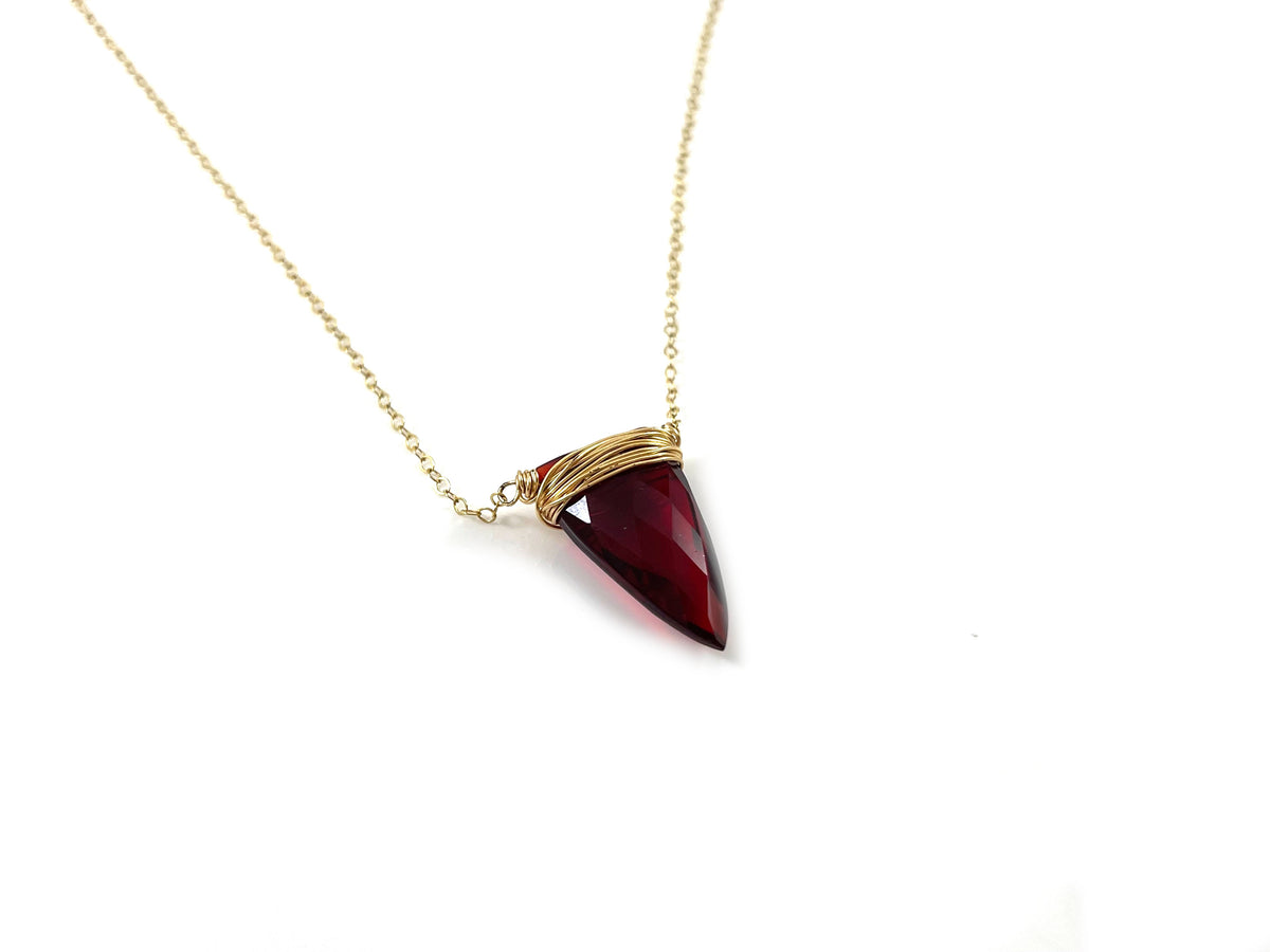 Red Quartz Dagger Necklace – Gold Filled Wire Wrapped
