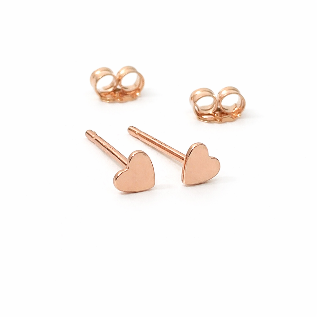 Heart Stud Earrings – 14k Rose Gold Filled, 9mm