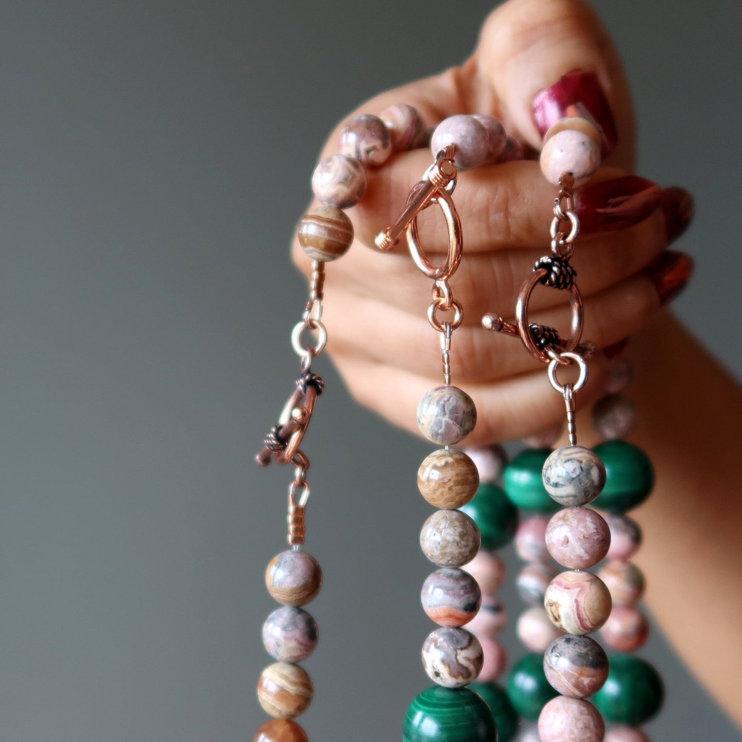 Rhodochrosite Necklace Malachite Pure Love Gems