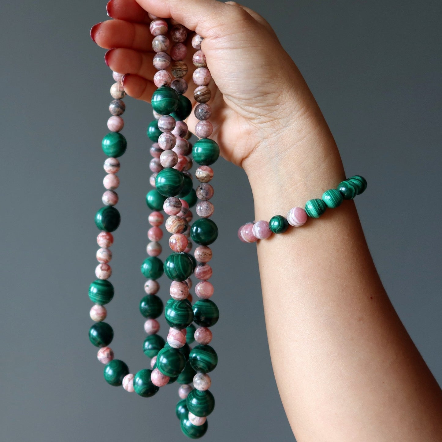 Rhodochrosite Necklace Malachite Pure Love Gems
