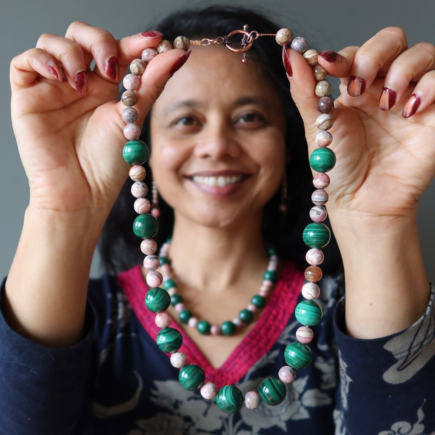 Rhodochrosite Necklace Malachite Pure Love Gems