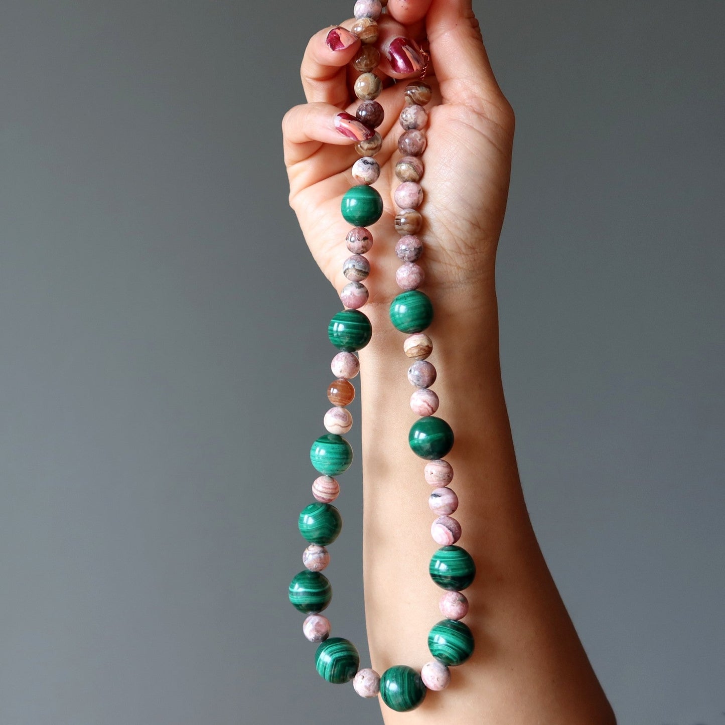 Rhodochrosite Necklace Malachite Pure Love Gems