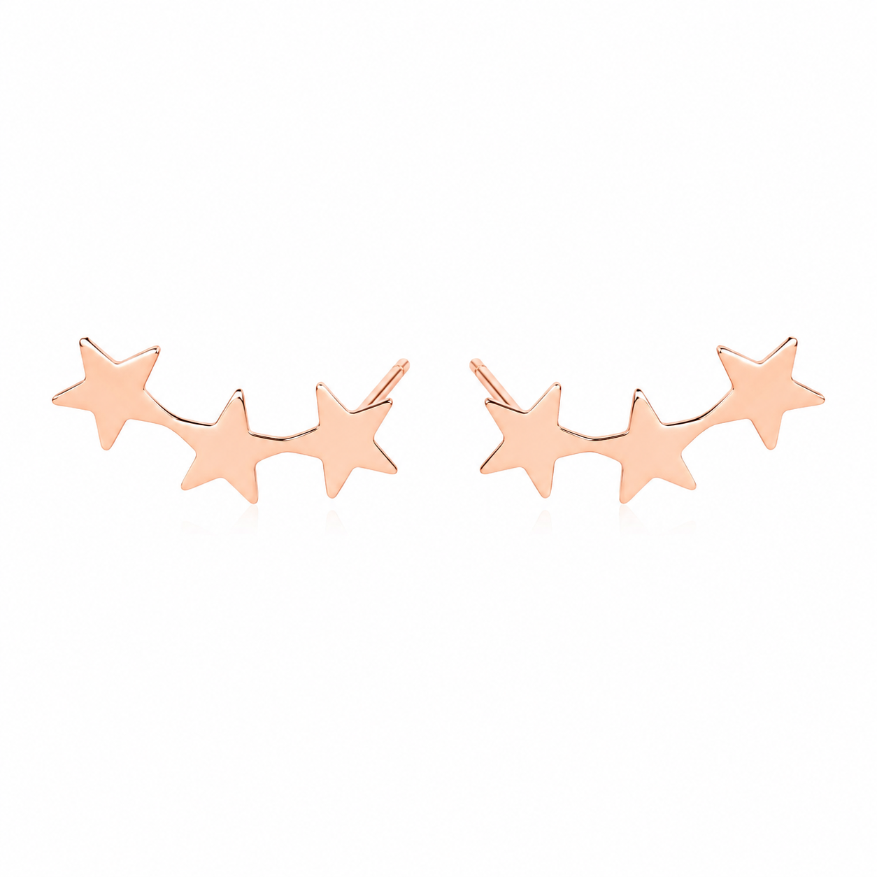 14k Rose Gold Filled Star Trio Ear Climbers