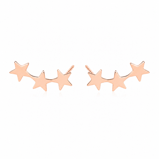 14k Rose Gold Filled Star Trio Ear Climbers