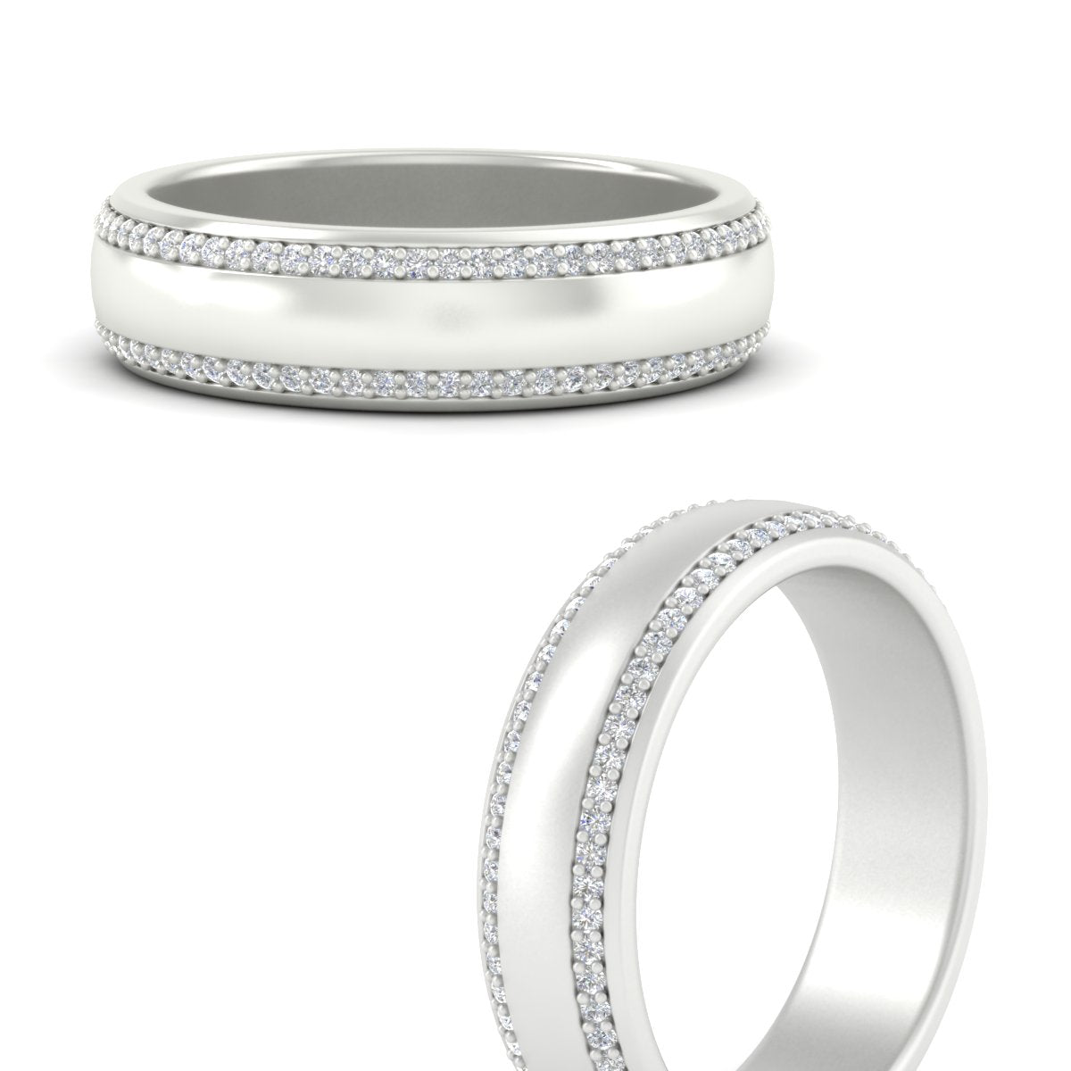 Beveled Edge Matte Eternity Mens Engagement Ring