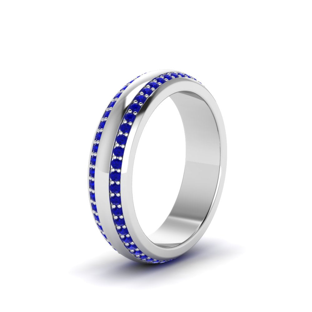 Beveled Edge Matte Eternity Mens Engagement Ring