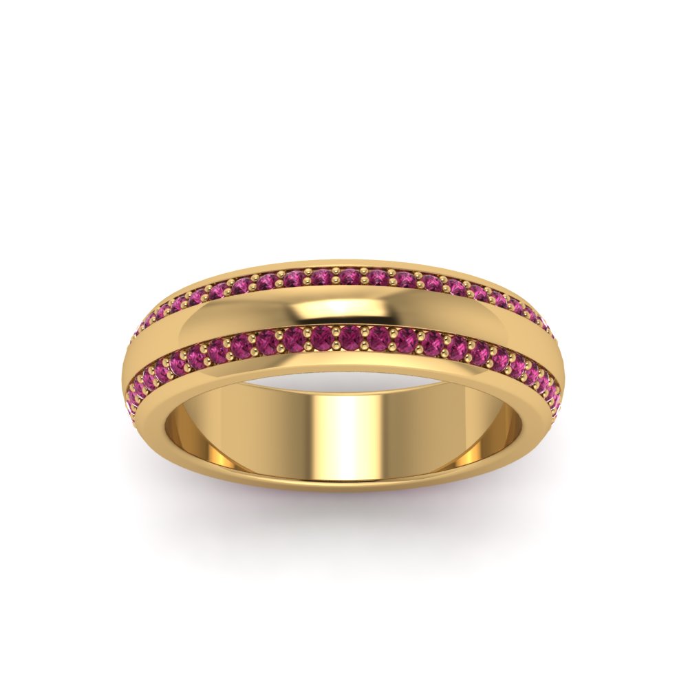 Beveled Edge Matte Eternity Mens Engagement Ring