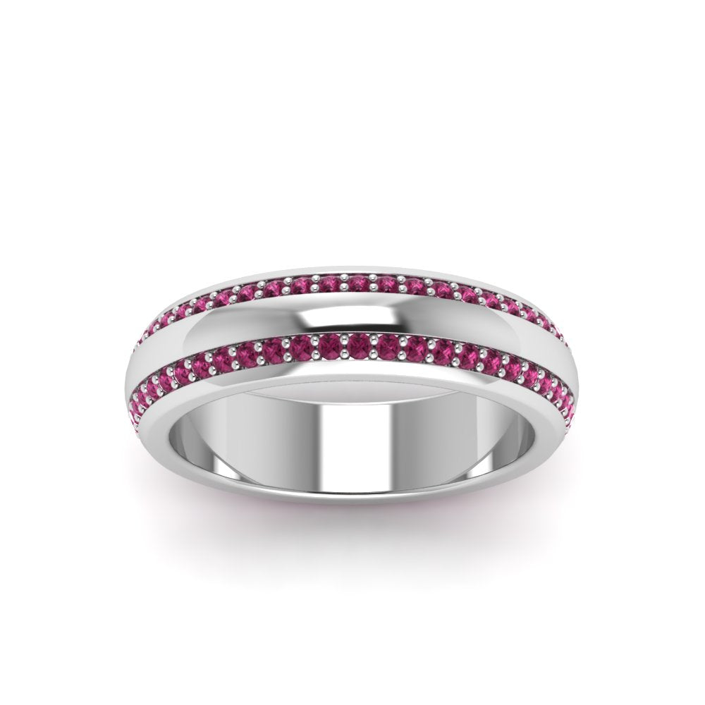 Beveled Edge Matte Eternity Mens Engagement Ring