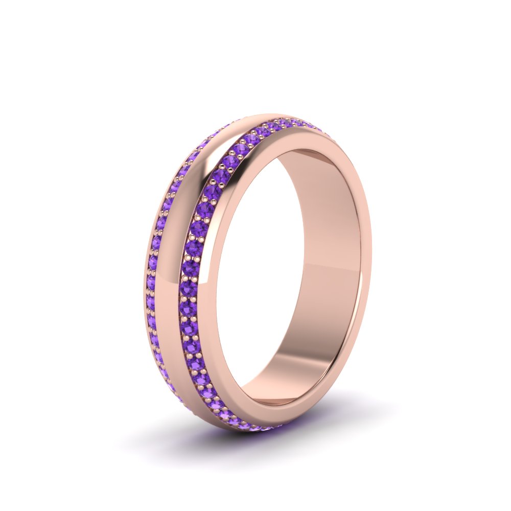 Beveled Edge Matte Eternity Mens Engagement Ring