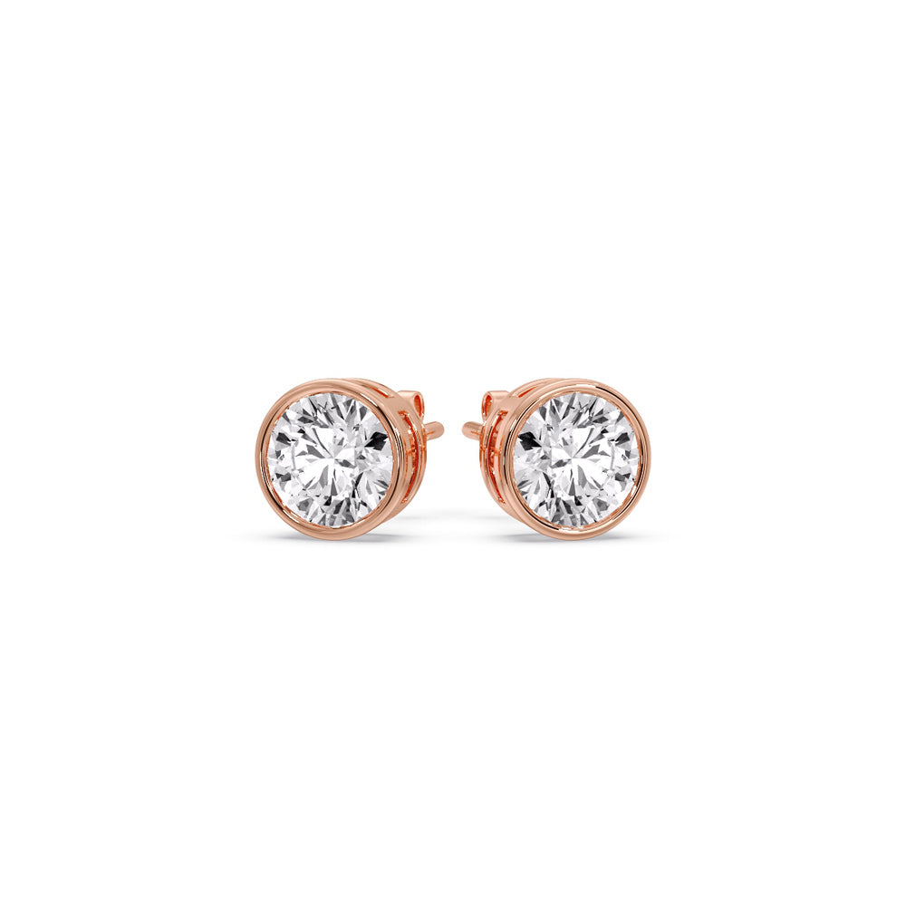 Round Cut Stud Bezel Set Earring