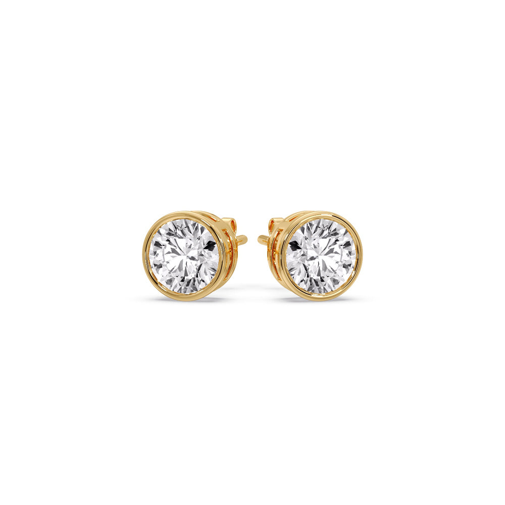 Round Cut Stud Bezel Set Earring