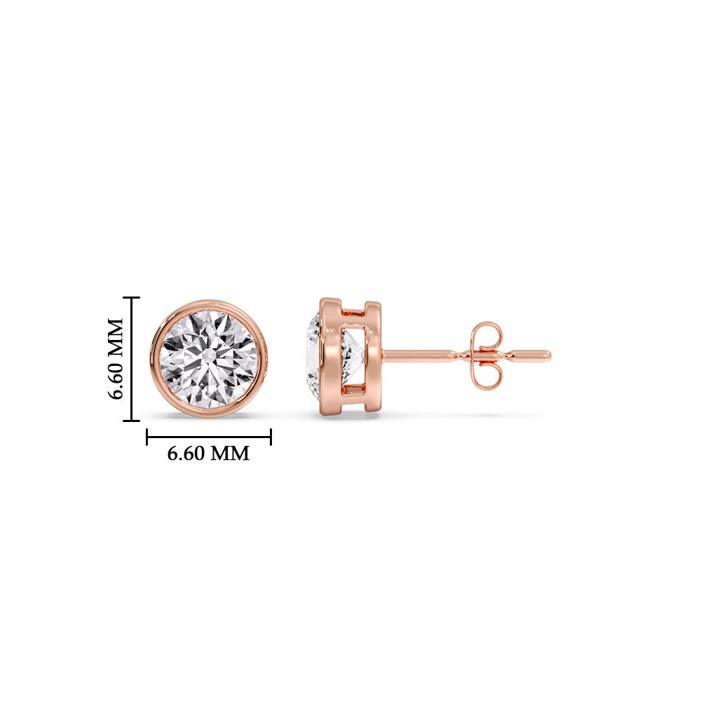 Round Cut Stud Bezel Set Earring