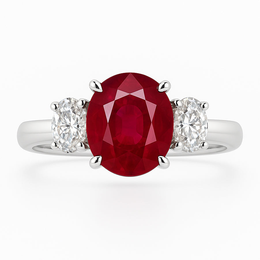 Handmade 18K White Gold Ruby Ring, 2.01ct