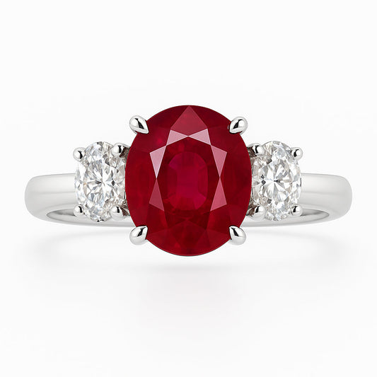 Handmade 18K White Gold Ruby Ring, 2.01ct