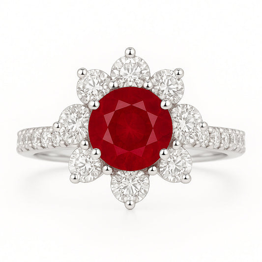 18K White Gold Ruby Ring, 0.59ct