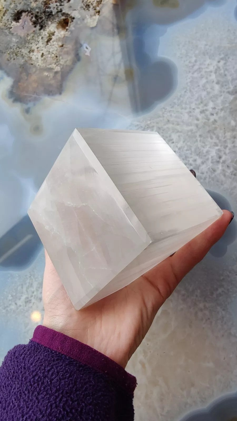Selenite Standing Cube 7cm