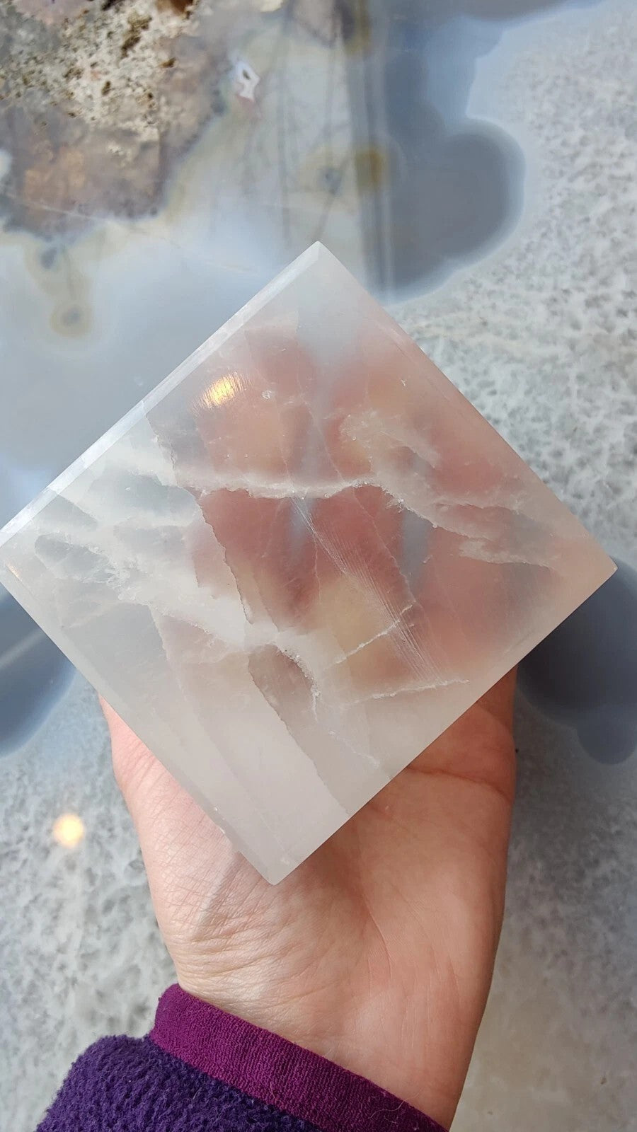 Selenite Standing Cube 7cm