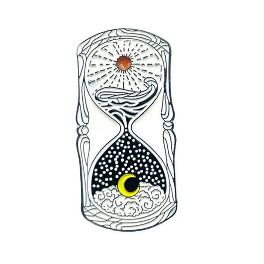 Day & Night Hourglass Enamel Pin – Sun and Moon Time Pin