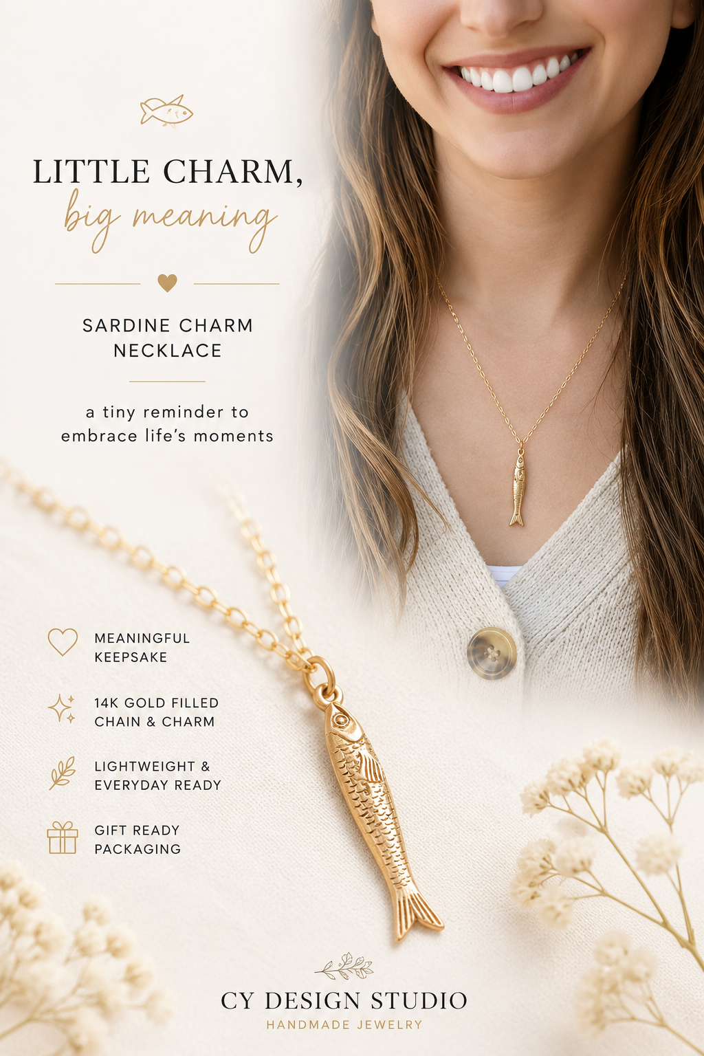 Sardine Charm Necklace