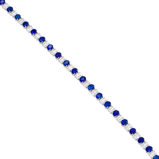 18K White Gold Blue Sapphire Bracelet, 11.12ct