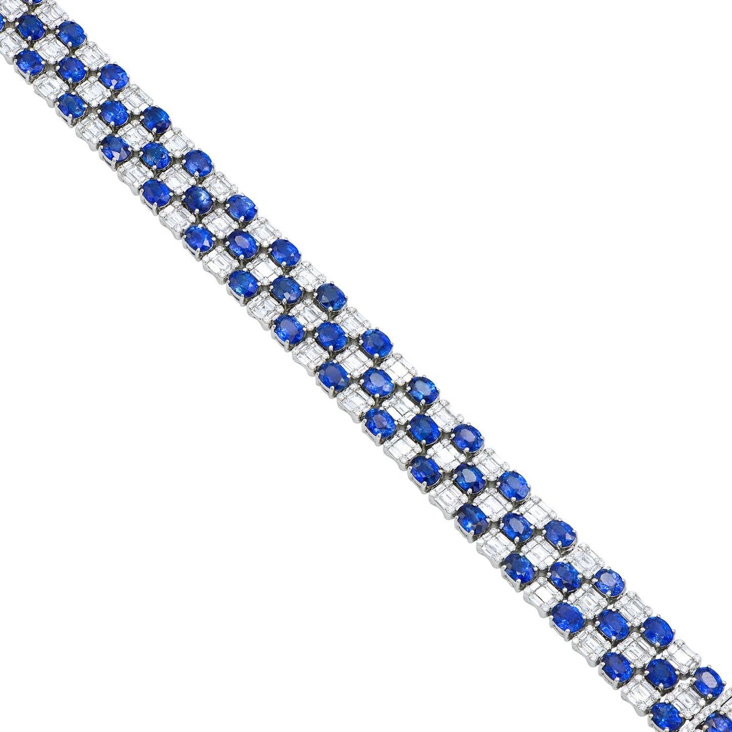 18K Blue Sapphire Diamond Bracelet, 34.72ct