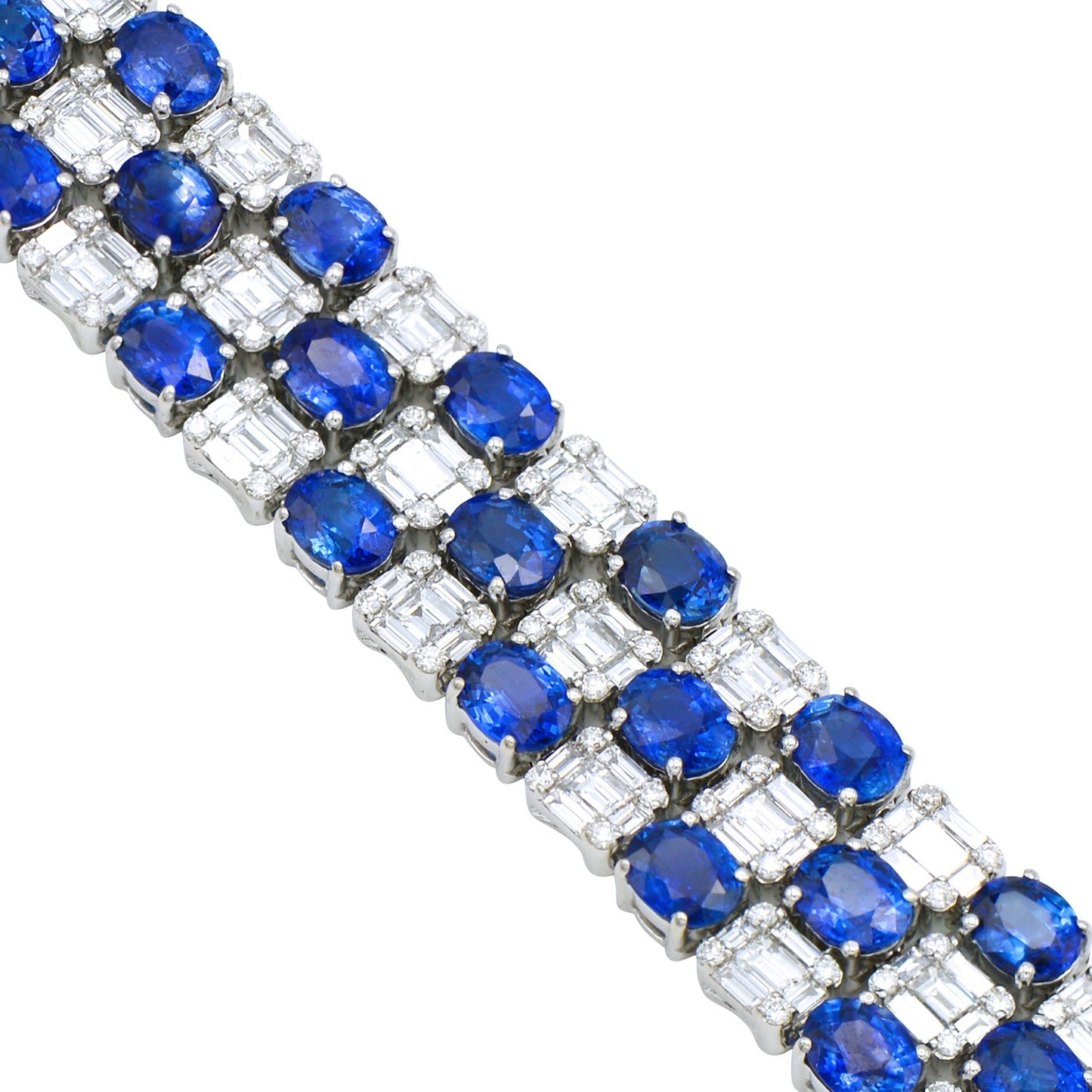18K Blue Sapphire Diamond Bracelet, 34.72ct