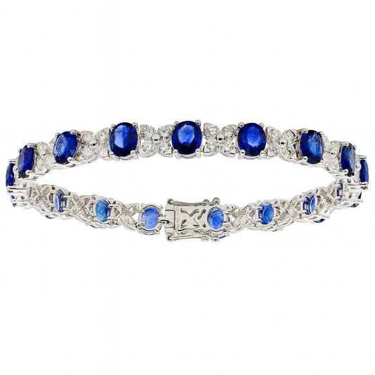 18K White Gold Blue Sapphire Bracelet, 11.66ct