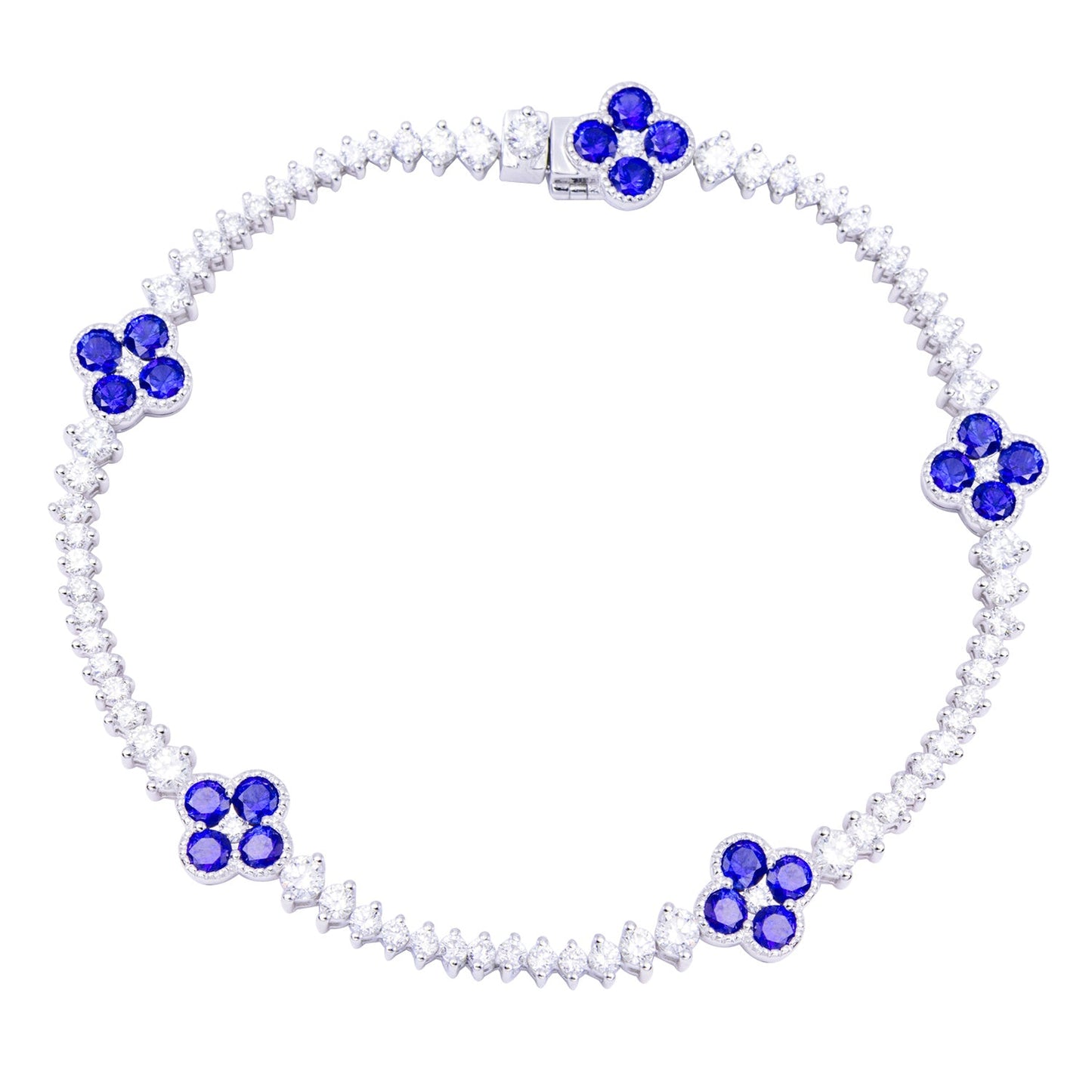 18K White Gold Blue Sapphire Bracelet, 2.7ct