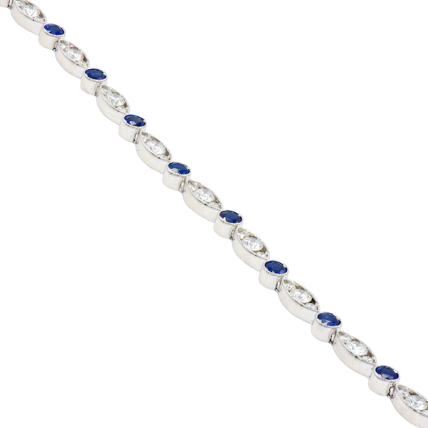 18K White Gold Sapphire Diamond Bracelet, 1.64ct