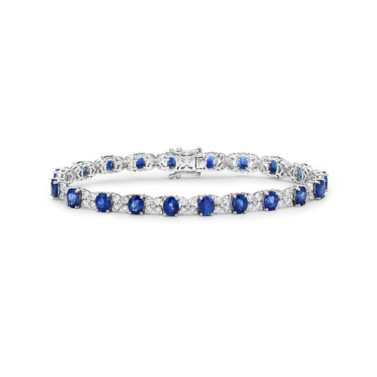 18K White Gold Blue Sapphire Bracelet, 9.15ct