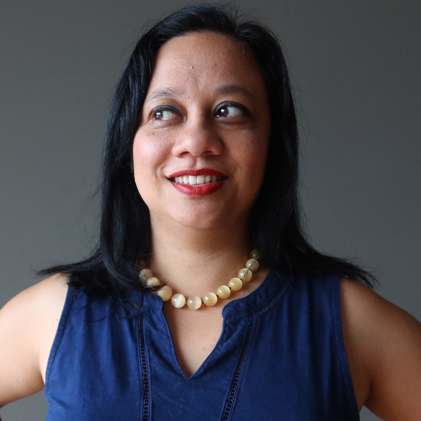 Selenite Necklace Orange Antique Beaded