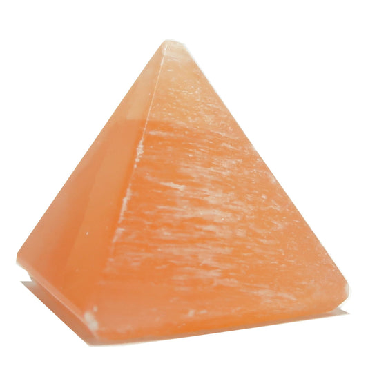 Selenite Pyramid Orange Sun Salutation Stone