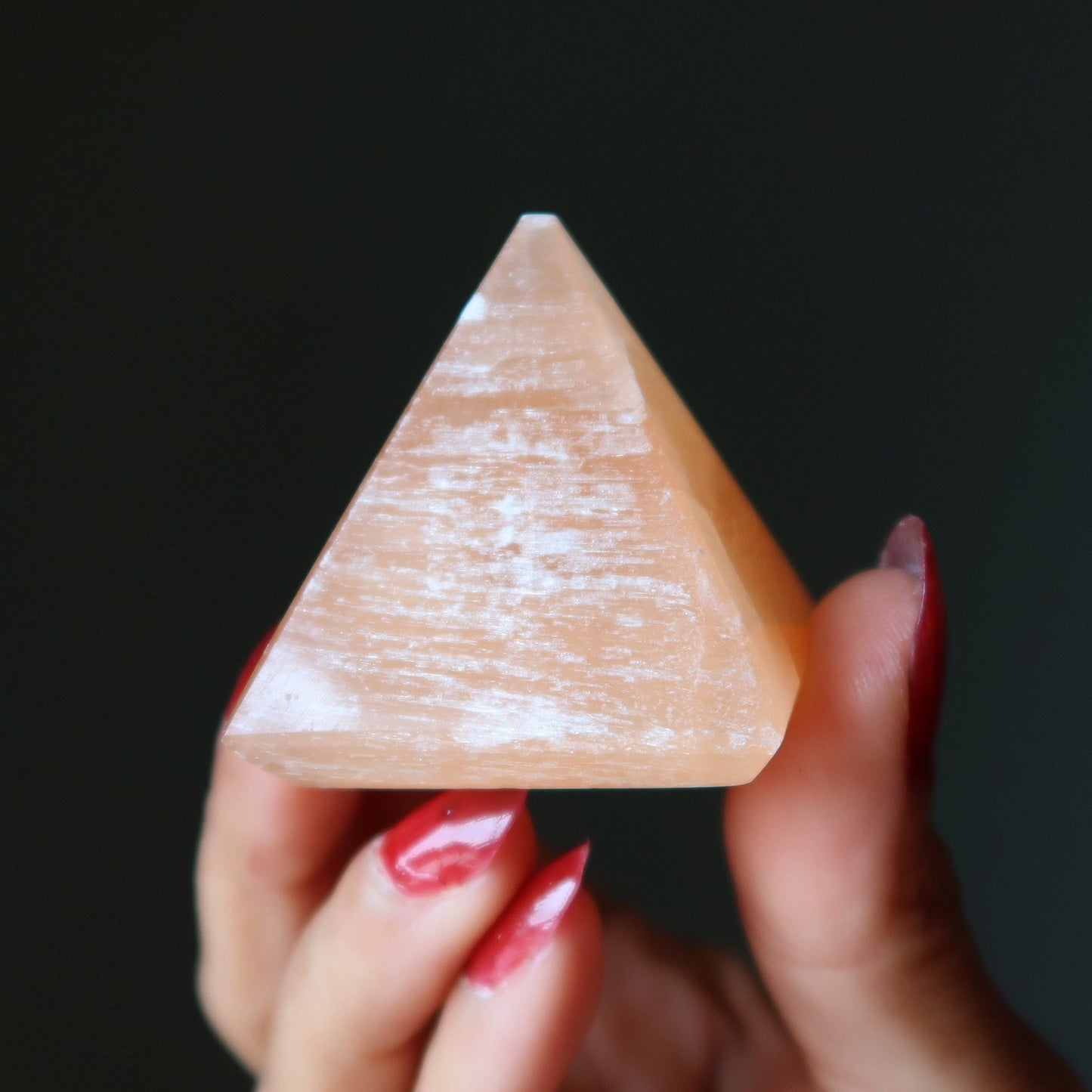Selenite Pyramid Orange Sun Salutation Stone