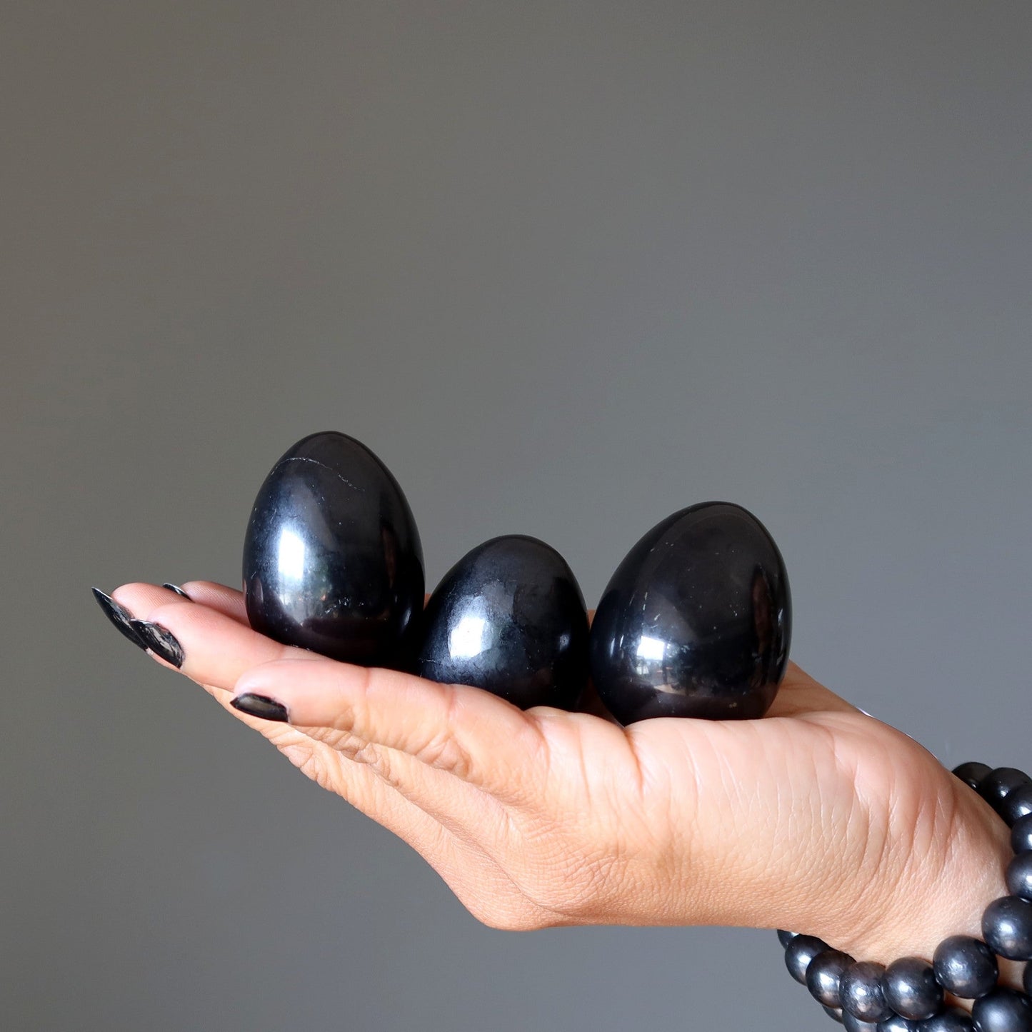 Shungite Egg Home EMF Protector Black Stone