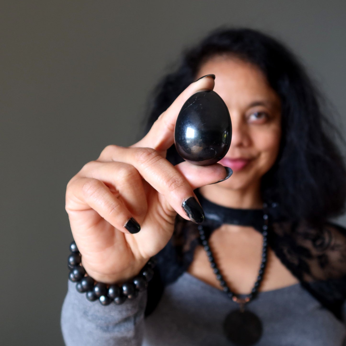 Shungite Egg Home EMF Protector Black Stone