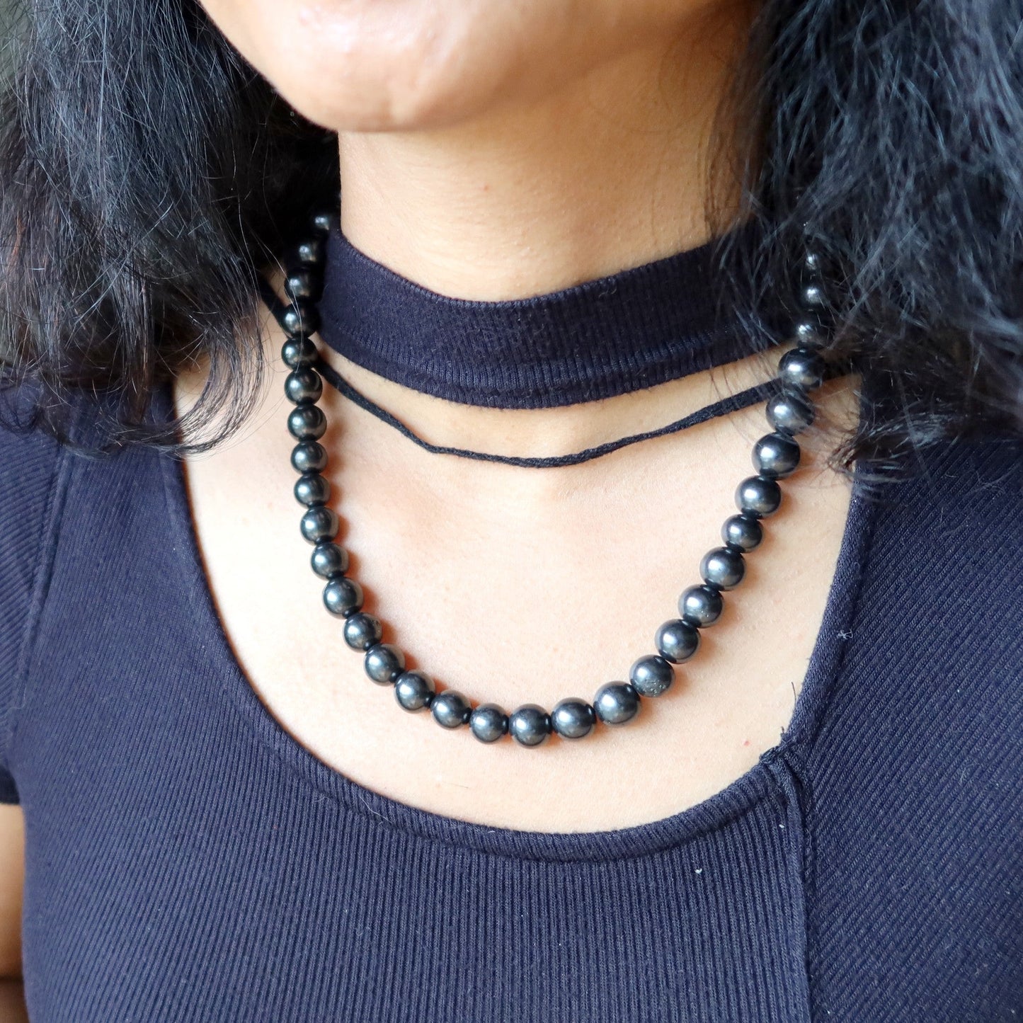 Shungite Necklace Beaded Shield of Protection Stones