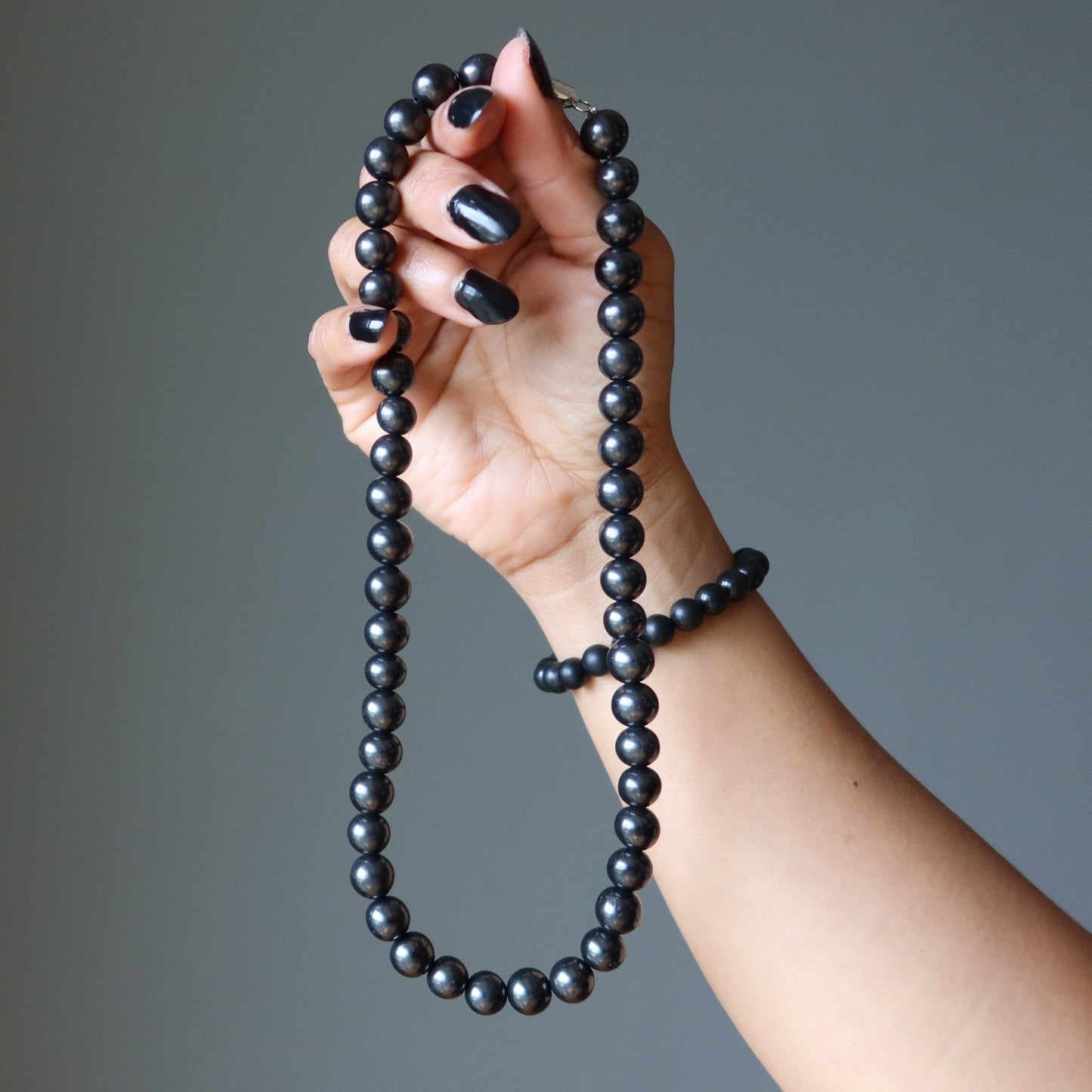 Shungite Necklace Beaded Shield of Protection Stones