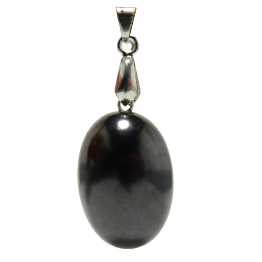 Shungite Pendant Egg EMF Protection Stone Silver