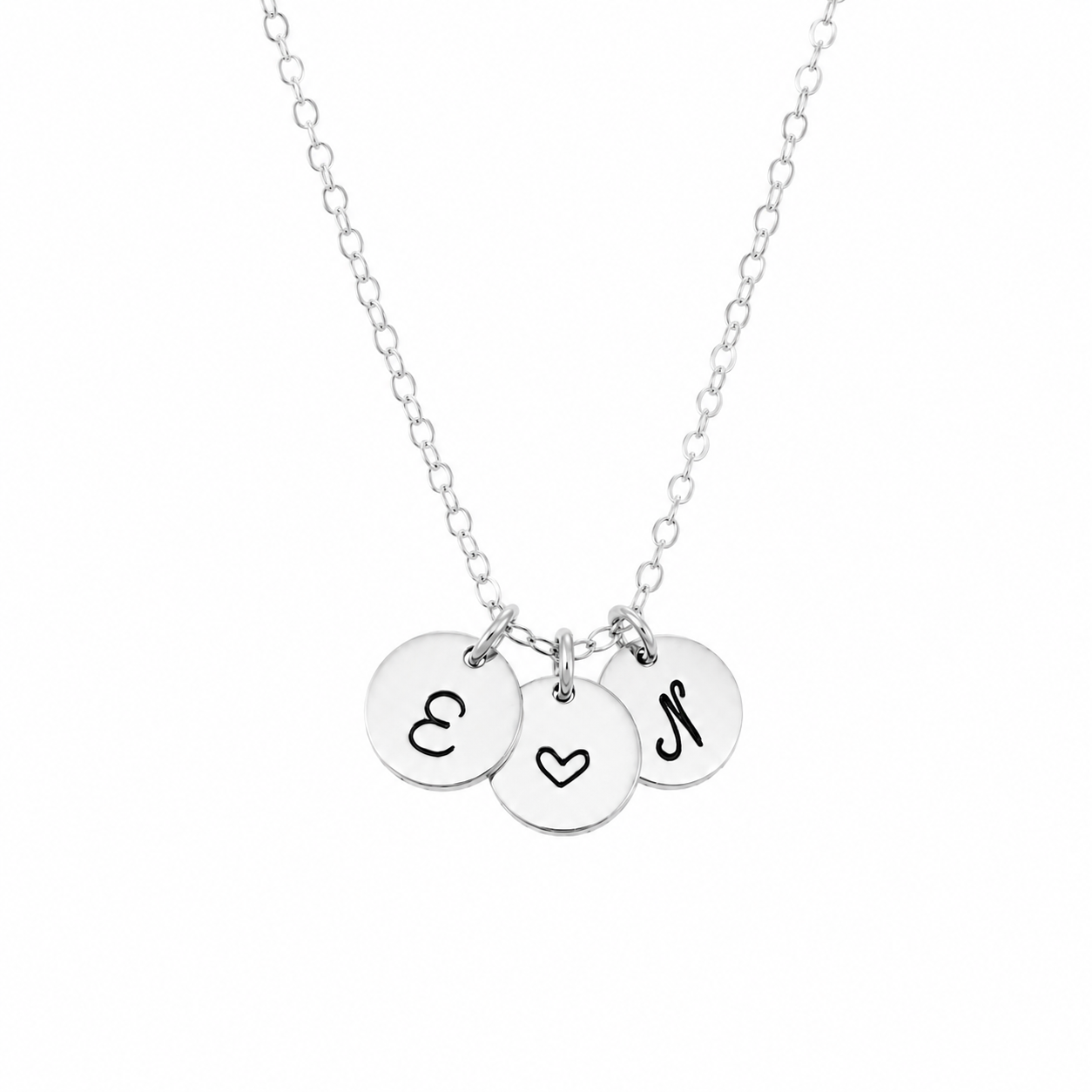Lovers Initial Disc Necklace - Sterling Silver
