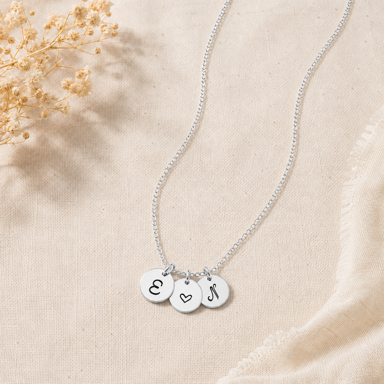 Lovers Initial Disc Necklace - Sterling Silver