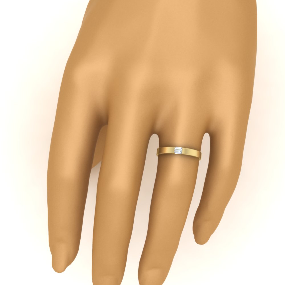 Single Emerald Mens Wedding Band