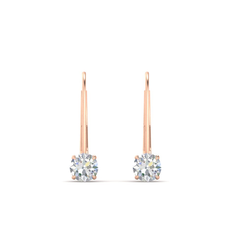 Small Round Diamond Studs Lever Back Earring