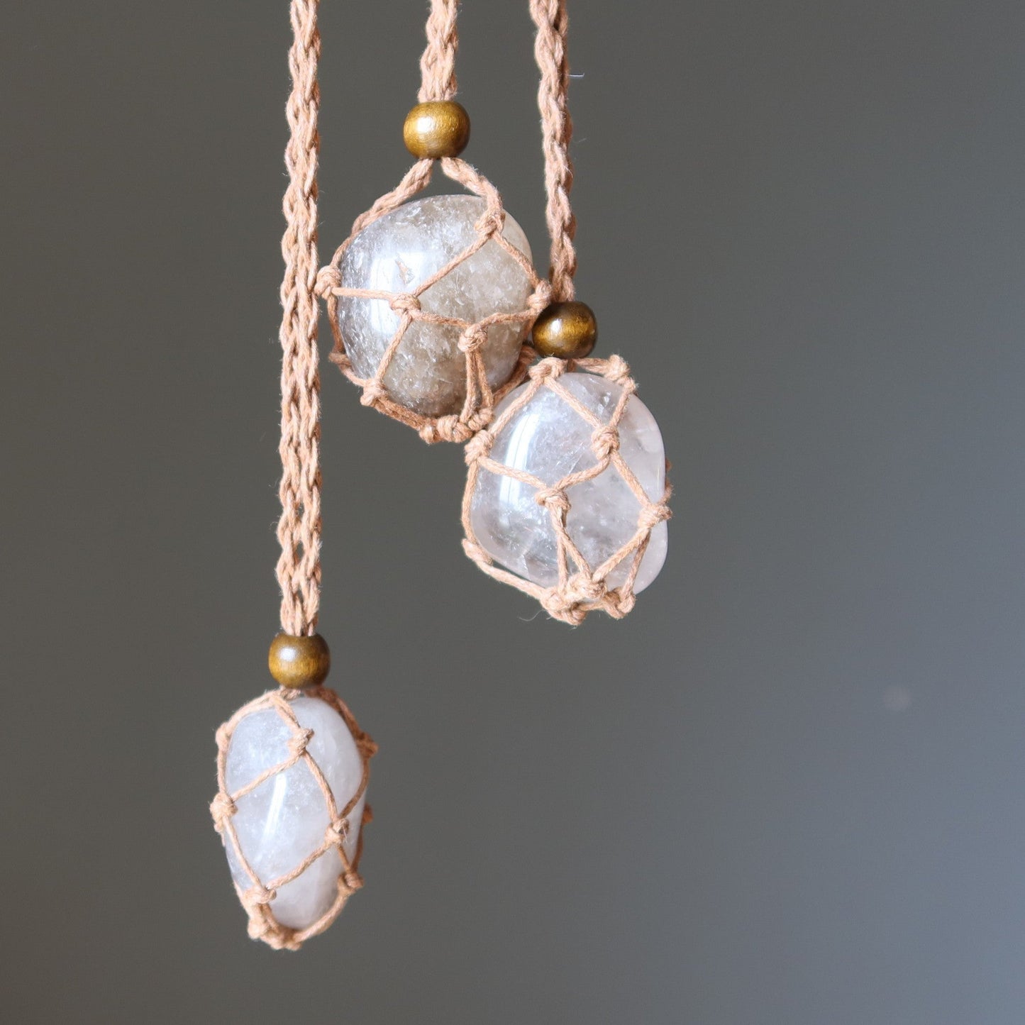 Smoky Quartz Necklace No Negativity Brown Macrame