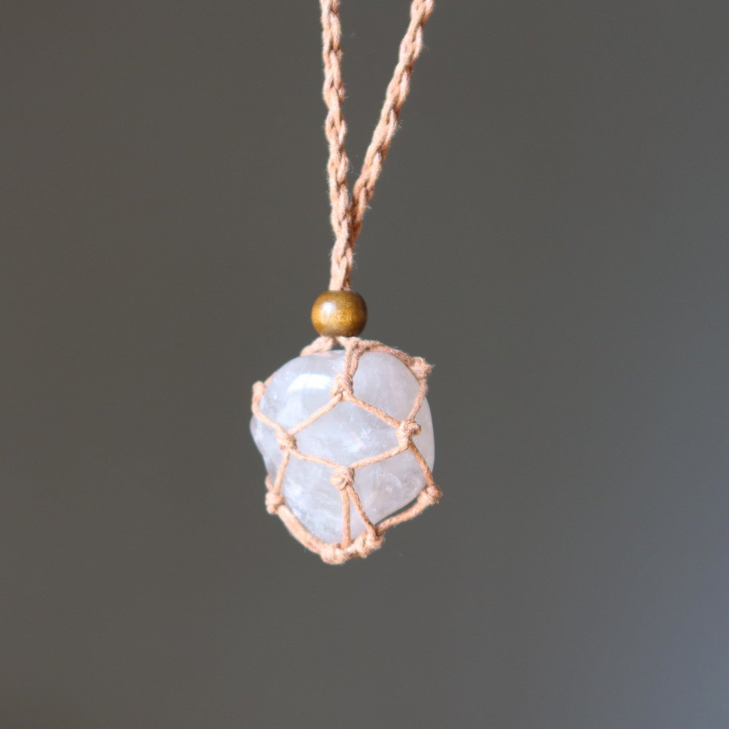 Smoky Quartz Necklace No Negativity Brown Macrame