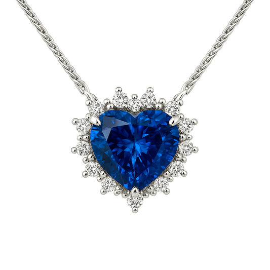 Handmade 18K White Gold Blue Sapphire Necklace, 2.76ct