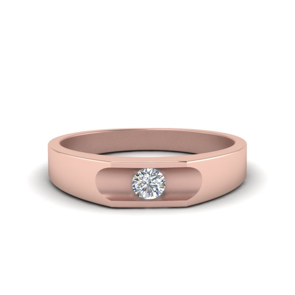 Half Bezel Solitaire Mens Diamond Ring